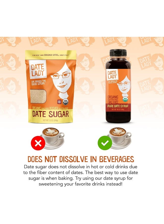 Date Lady Date Sugar, 1.5 lb, Organic | Vegan, Paleo, Gluten-Free & Kosher | 100% Ground Dates | Sugar Substitute & Alternative Sweetener for Baking | Does NOT Dissolve in Coffee! (2 Bags) - Image 4